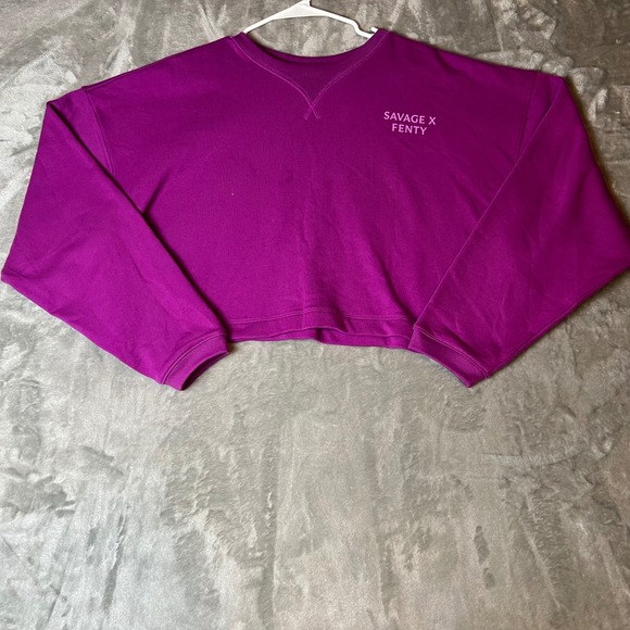 Savage X Fenty Tops - Savage X Fenty‎ Cropped Sweatshirt Pullover Top Purple XL